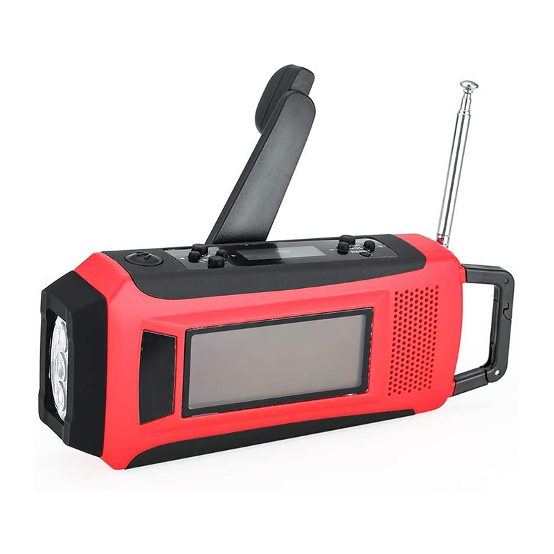 Radio météo portable à manivelle d'urgence Radio AM \/ FM solaire portable NOAA avec lampe de poche LED, banque d'alimentation 1150mAh pour chargeur de batterie de téléphone iOS \/ Android